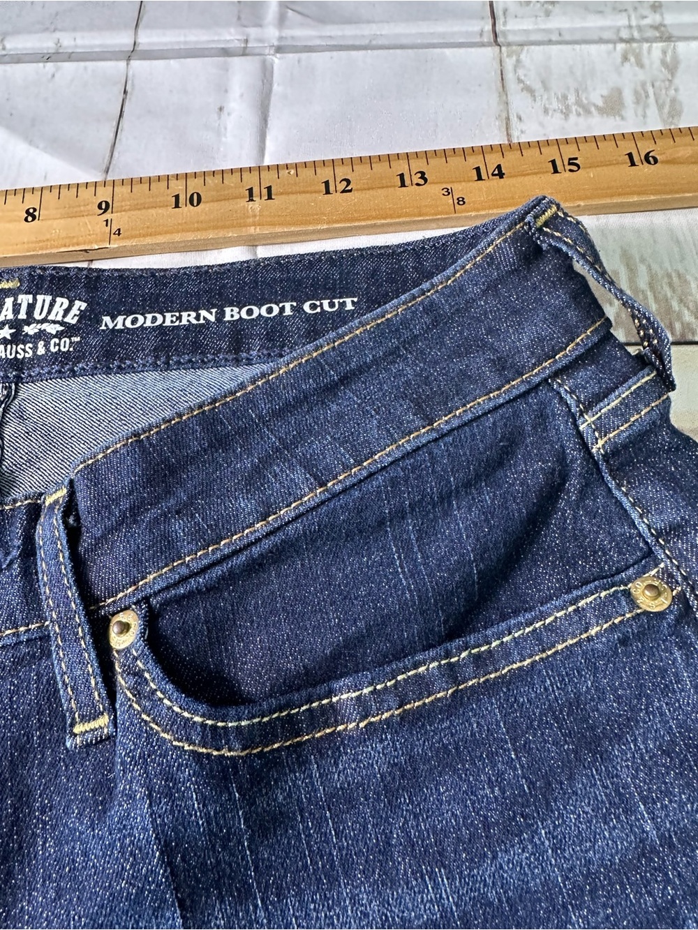 Signature by Levi Strauss Dark Blue Boot Cut Jeans - Picture 4 of 16